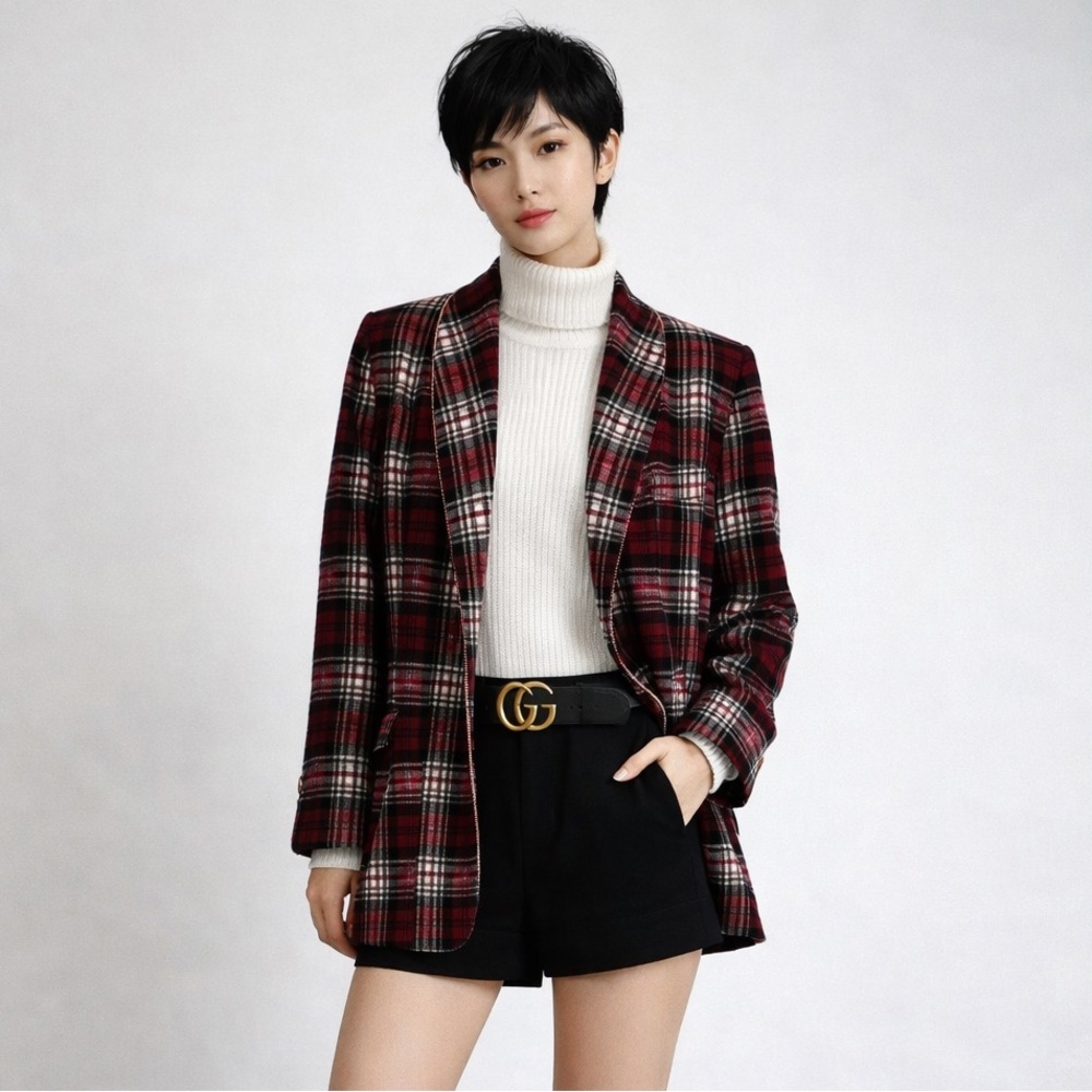 1950s Plaid Wool Smoking Jacket Robe